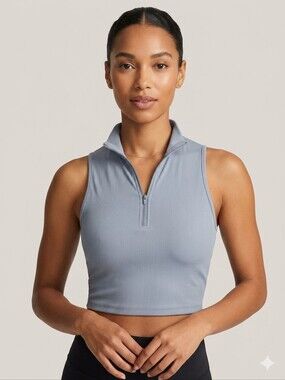 5 For $25✨️ Like New Half Zipup Collard Knit Cropped Tank Top Shirt Womens Small